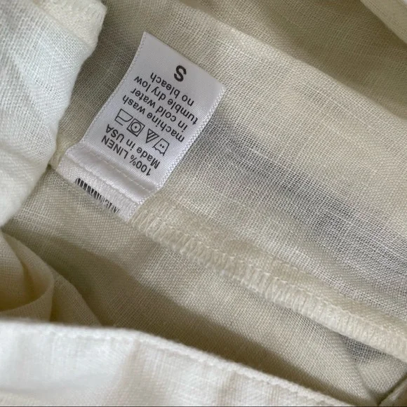 Nwot black crane cream wide leg jumpsuit womens sz.S 100% linen made in USA - Picture 4 of 7